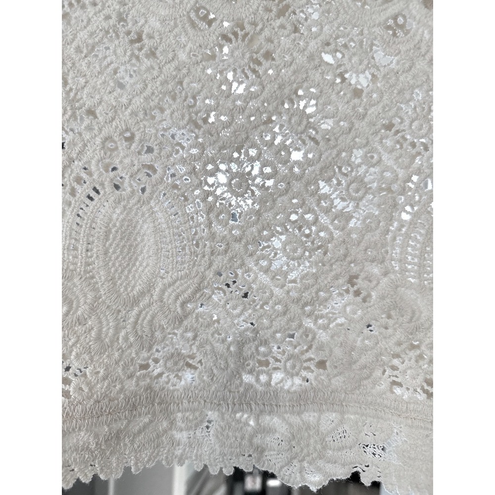 Hem & Thread Cream Crochet Lace Crop Top Short Sleeve Cotton 38504 Size S/M NEW - Picture 3 of 8